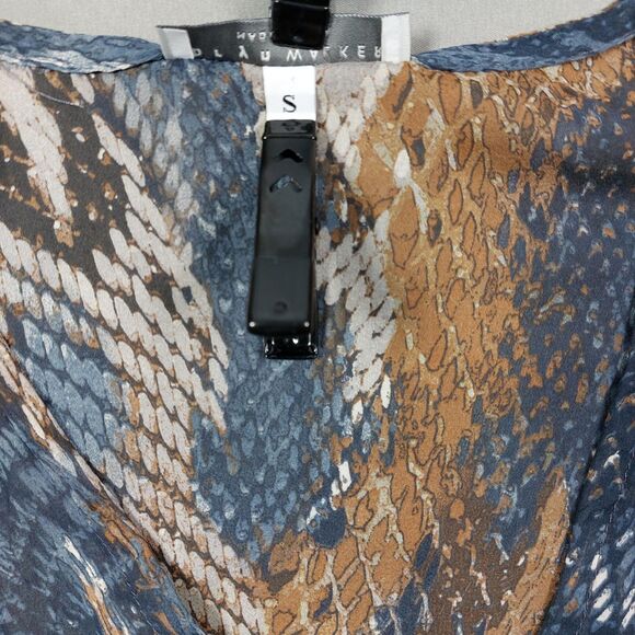 Bryn Walker Top 100% Silk Sheer Oversized Sz S Cap Sleeve Made in USA Lagenlook - Picture 8 of 11